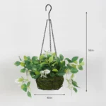 Faux Bougainville In Hanging Basket (White) - Image 2