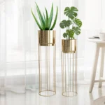 Regal Hammered Metal Planter With Tall Stand - Set Of 2